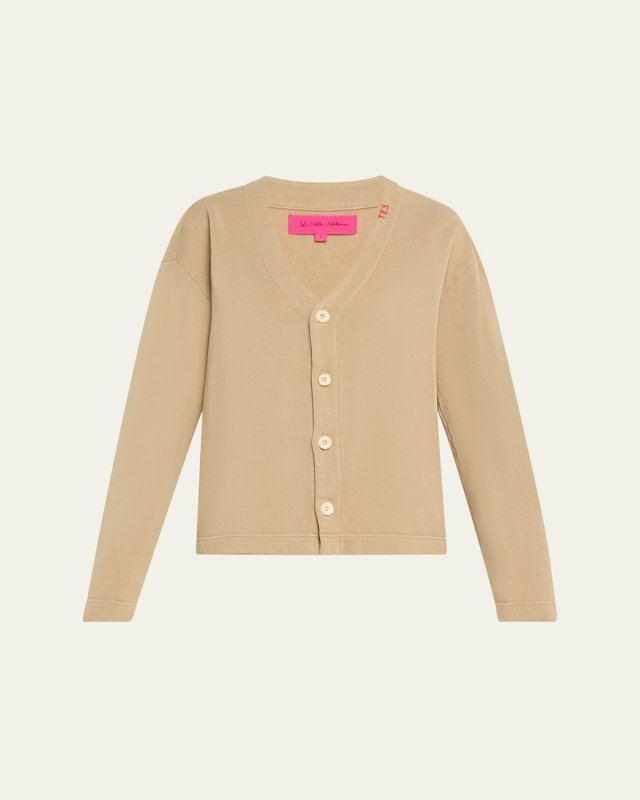 Logo Embroidered Jersey Cashmere Cardigan
